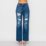 Wax Jean - Destructed Loose Straight Jean - 90259, Color: DARK, Size: 1