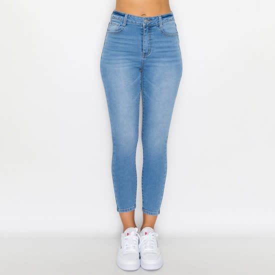 Wax Jean - High Waist Skinny Knit Denim - 90241, Color: LIGHT, Size: 1