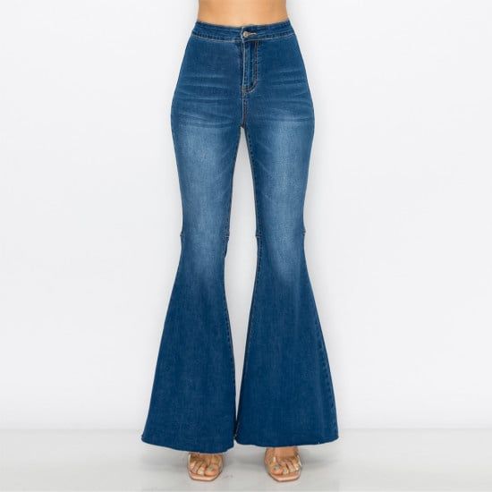 Wax Jeans - Women&#39;s Super Flare Jeans - 90280, Color: MEDIUM, Size: 1