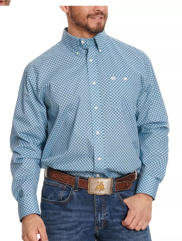 Wrangler® Classic Long Sleeve Shirt - 112344263 , Color: Blue, Size: S