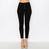 Wax Jean - High-Rise Exposed Button Fly Skinny Jean - 90305, Color: BLACK, Size: 1