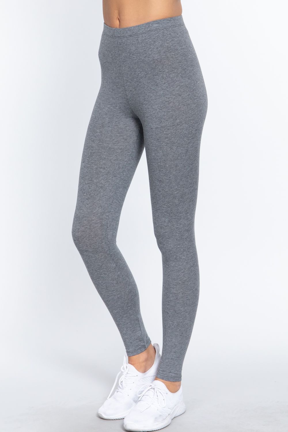 Active USA - Women&#39;s Cotton Spandex Legging - 8477, Color: H. GREY, Size: L
