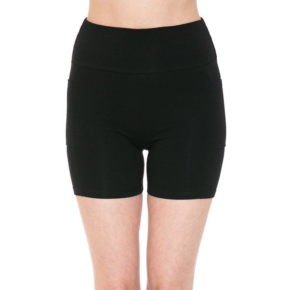 Ambiance - Women&#39;s High Waist Bike Short with Pocket - 73316, Color: BLACK, Size: S