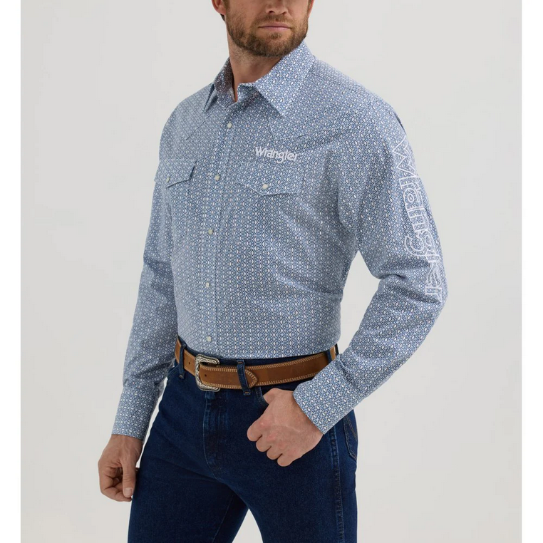 Wrangler® Mens Long Sleeve Logo Shirt - Snap - 112352382