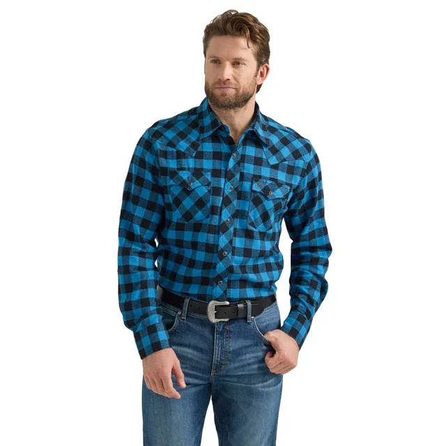 Wrangler Mens Retro® Flannel Long Sleeve Snap Shirt - 112351489