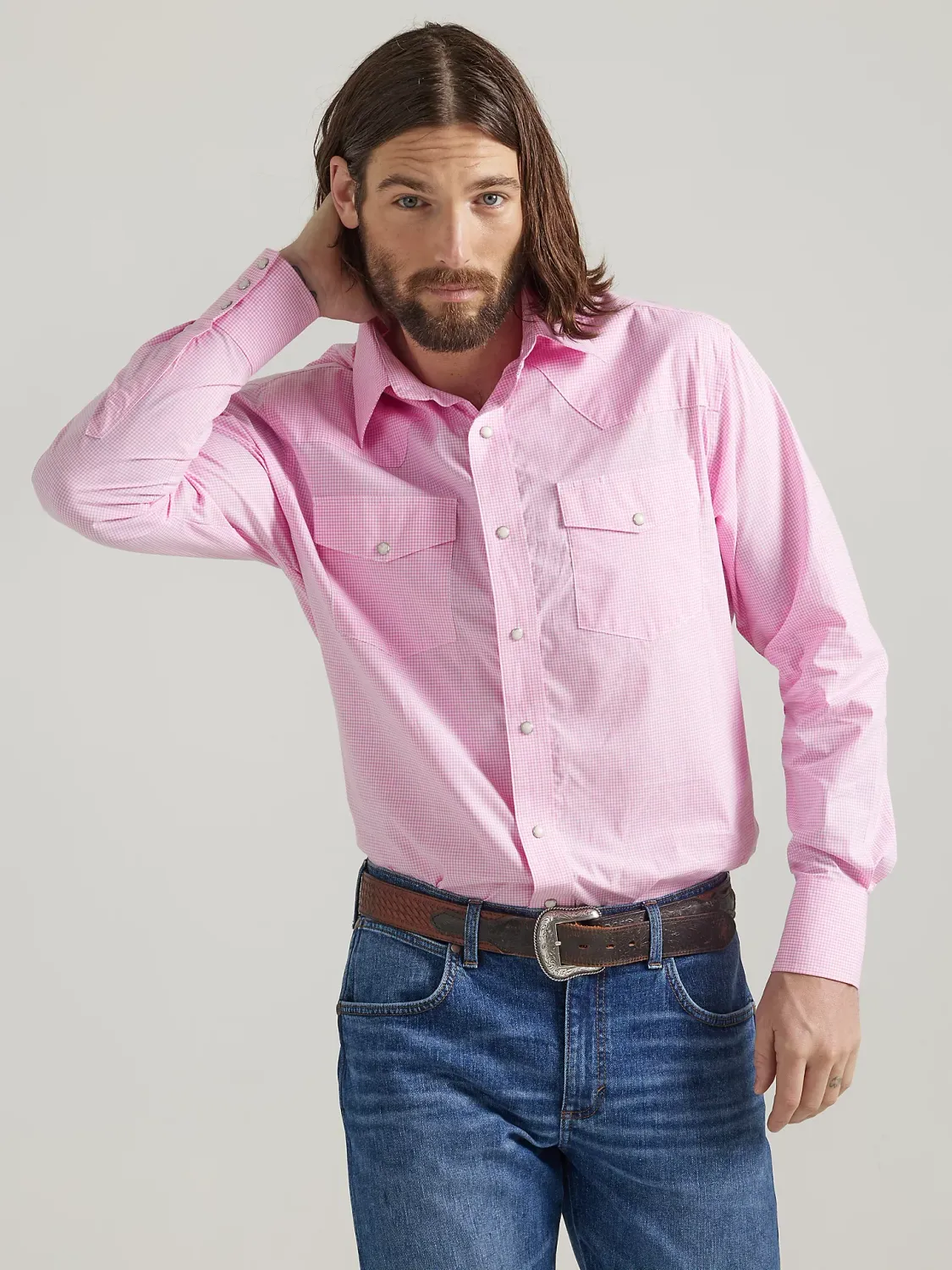 Wrangler® Mens Bucking Cancer Long Sleeve Shirt - 112329902