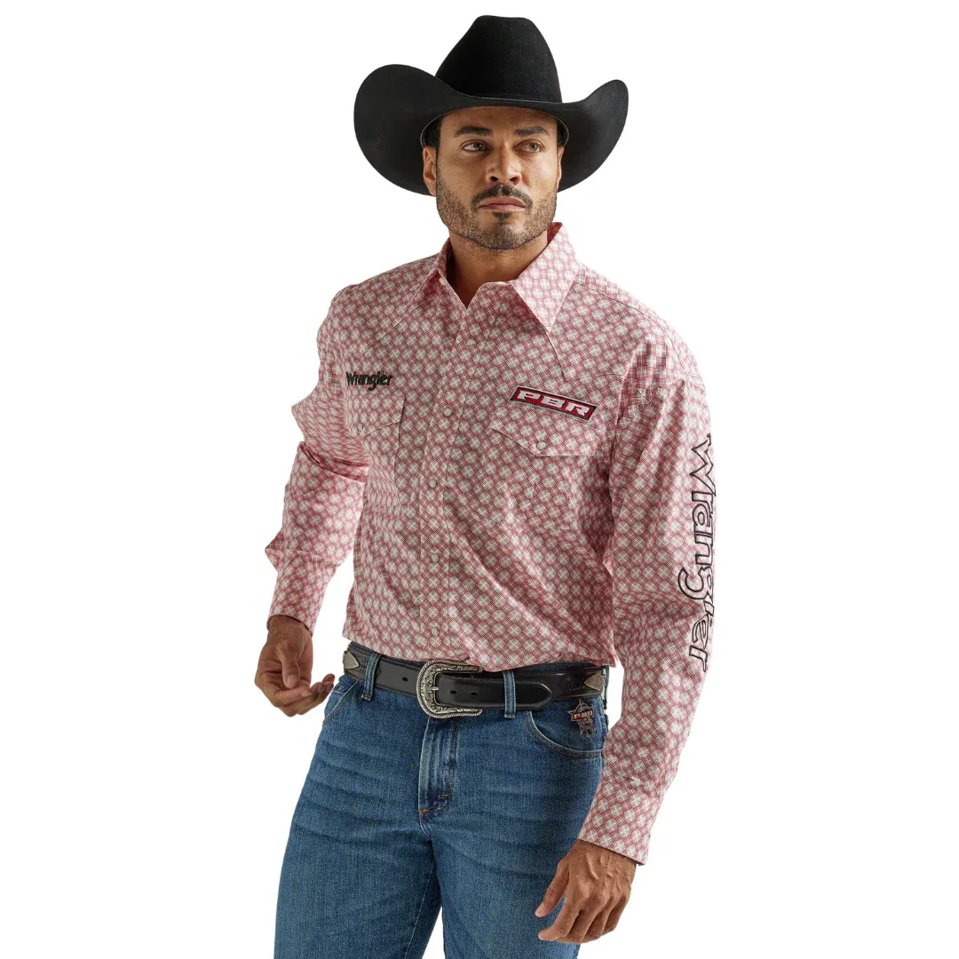 Wrangler Men’s Western PBR Logo Long Sleeve Shirt - 112327796