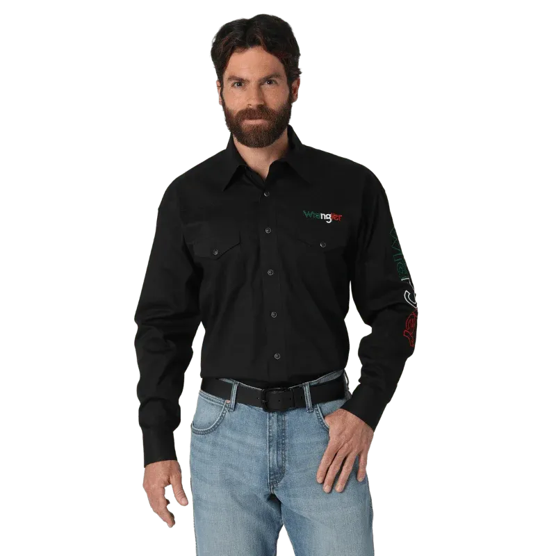 Wrangler- Men&#39;s Long Sleeve Logo Shirt - 112317124 