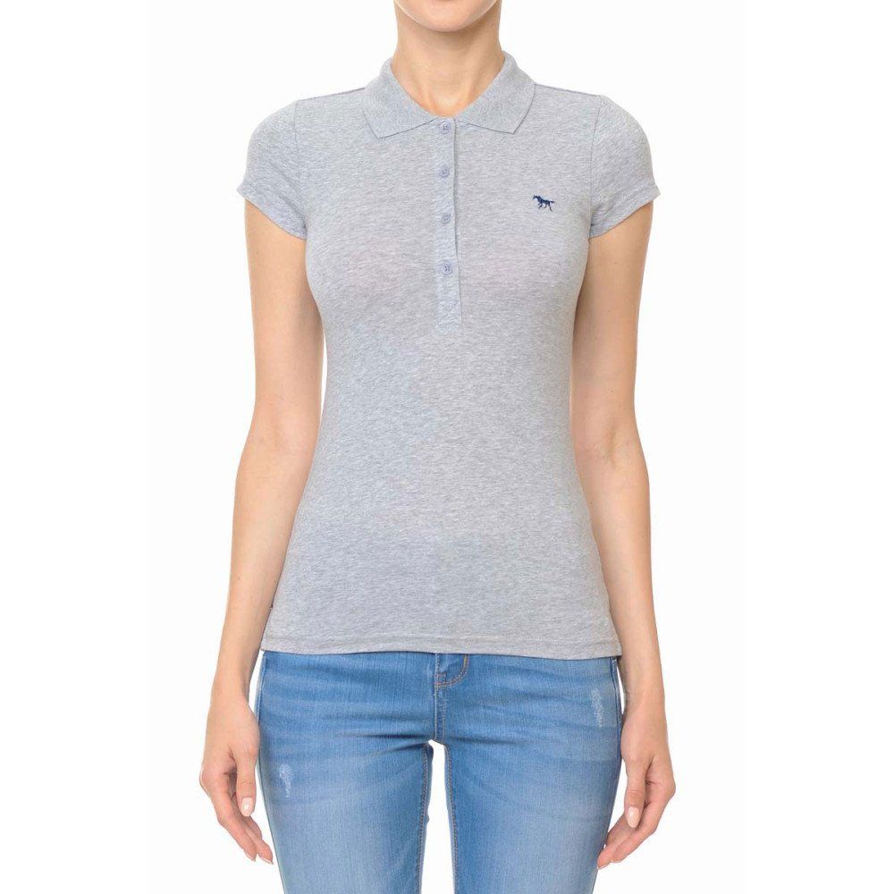 Ambiance - Short Sleeved Fitted Polo Shirt - 70086, Color: GREY, Size: S
