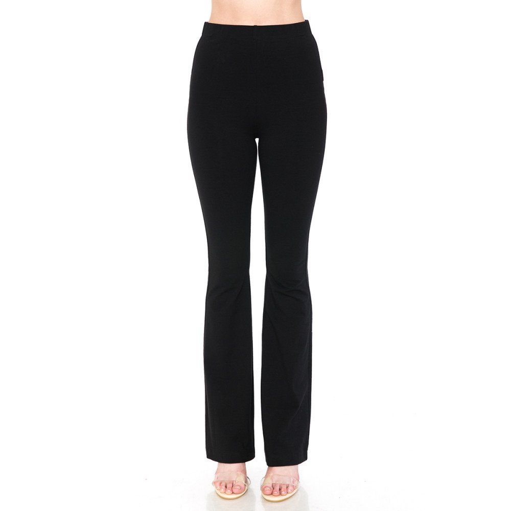 Ambiance Women&#39;s Pull On High Waist Flare Pants - 73625, Color: BLACK, Size: S