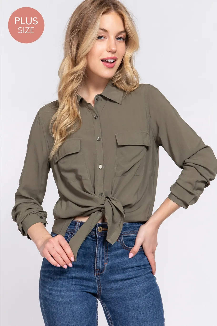 ACTIVE USA LONG SLV FRONT POCKET WOVEN SHIRT T73396