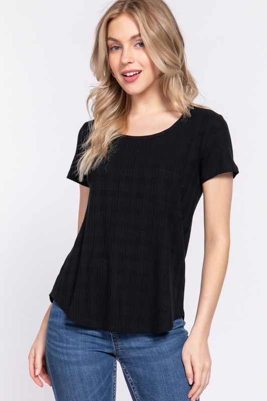ACTIVE USA SHORT SLV ROUND NECK SLIT DETAIL SHIRT T13560