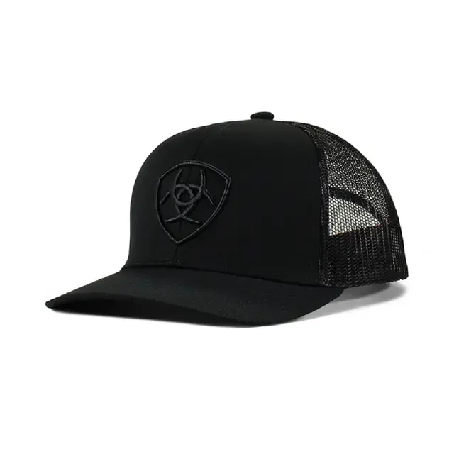 Ariat Mens Hat Baseball Cap Snapback Mesh Embroidered Logo Black