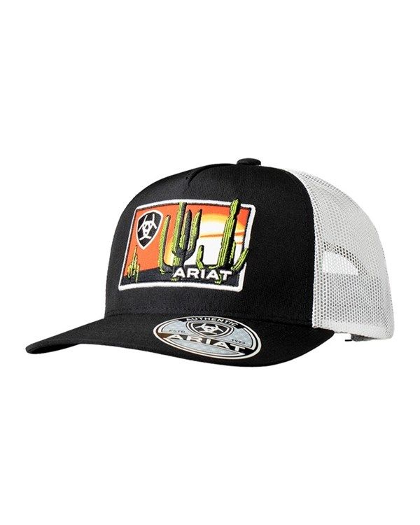Ariat Western Mens Cap Baseball Hat Logo Patch Desert Black A300085701