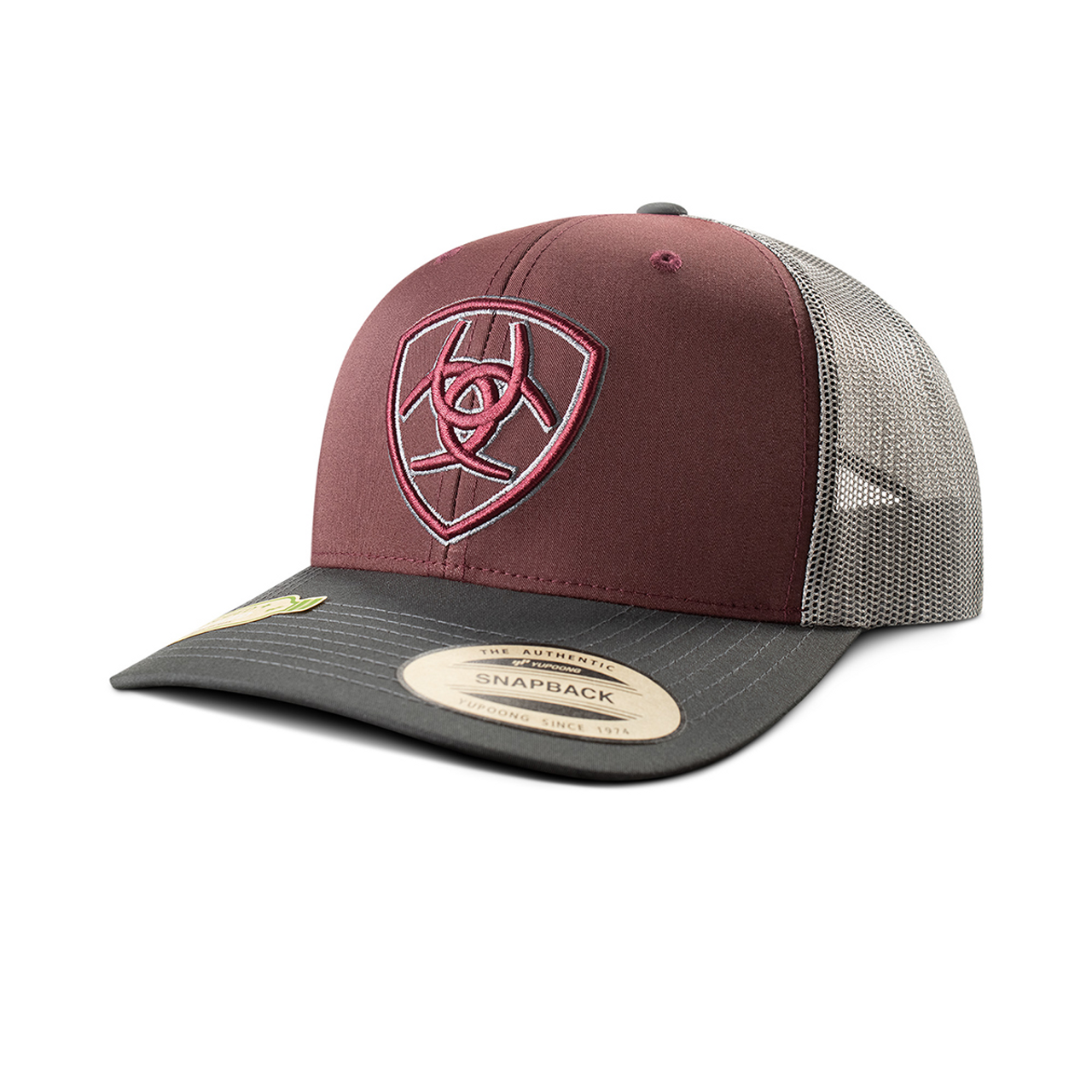 ARIAT TWO TONE SHIELD BURGUNDY HAT