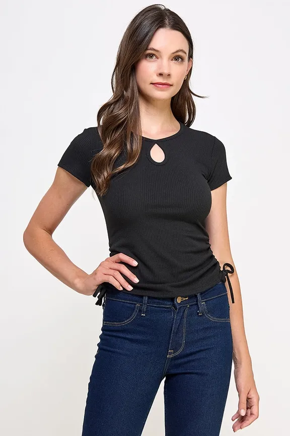 ARA USA  Women Keyhole Ribbed Knit Top  Style- 6617