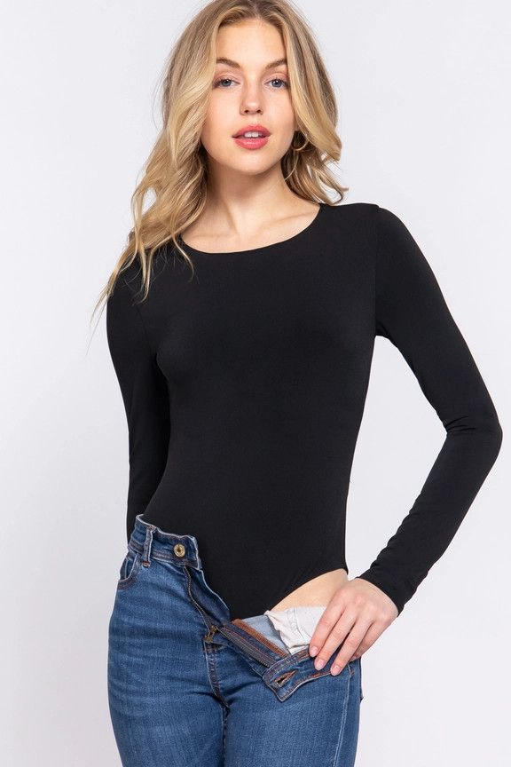 Active Usa - Women&#39;s Long Sleeve Crew Neck Two Ply Bodysuit - P13734