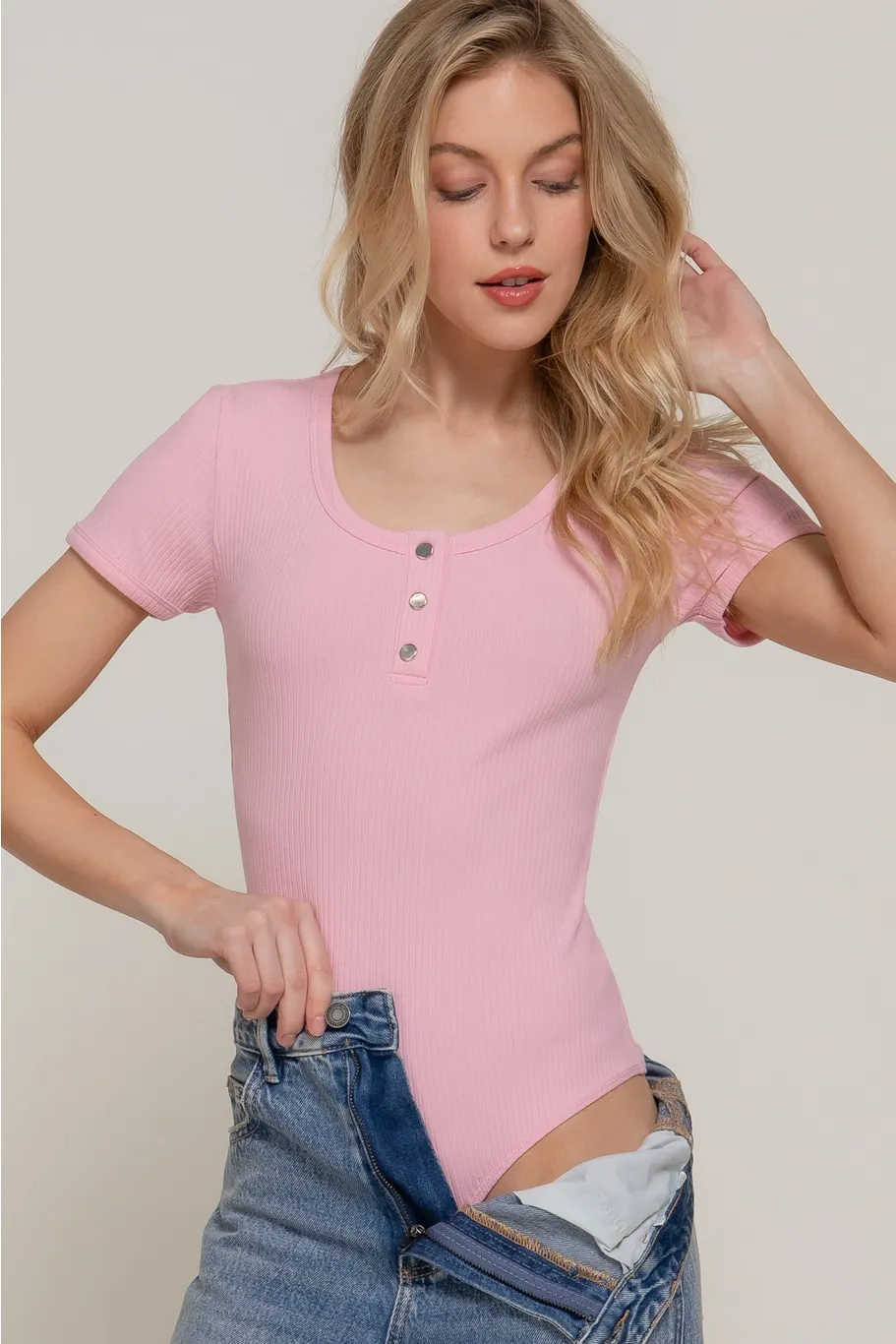 ACTIVE USA WOMEN SHORT  SLEEVE BODY SUIT STYLE  P14477