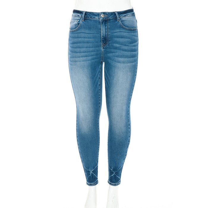 Wax Jeans - Womens Plus Size Skinny  Detailed Hem Jeans - 90329XL