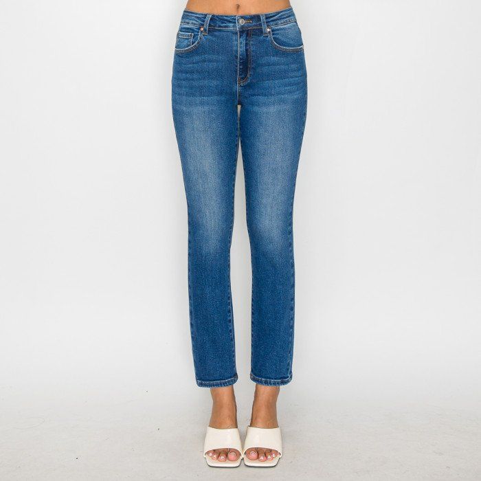 Wax Jeans Women Slim Straight High Rise Jeans  90362