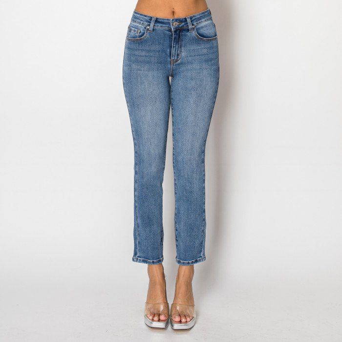 Wax Jeans Women Slim Straight High Rise Jeans  90383
