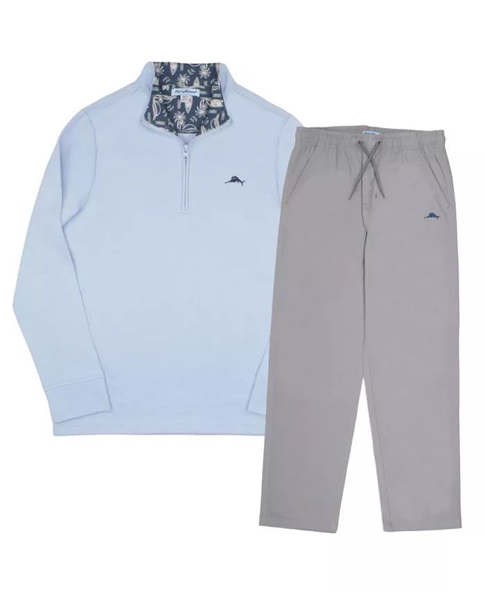 Boys 2 Piece Quarter Zip Long Sleeve Sweater and Pants Set - T9P050AB