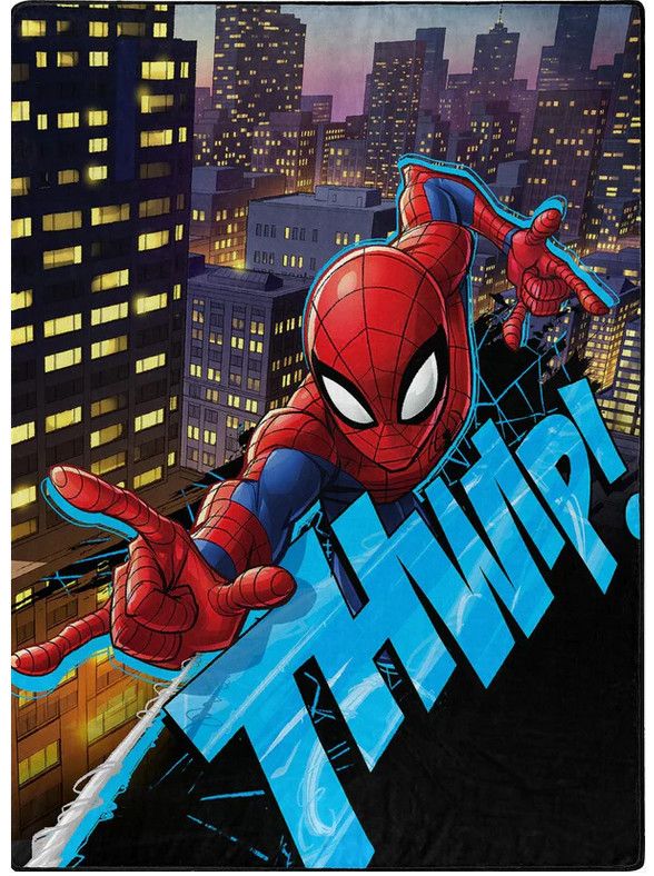 Twin Raschel Blanket 60&quot;X80&quot;, Color: Spider-Man Thwip!