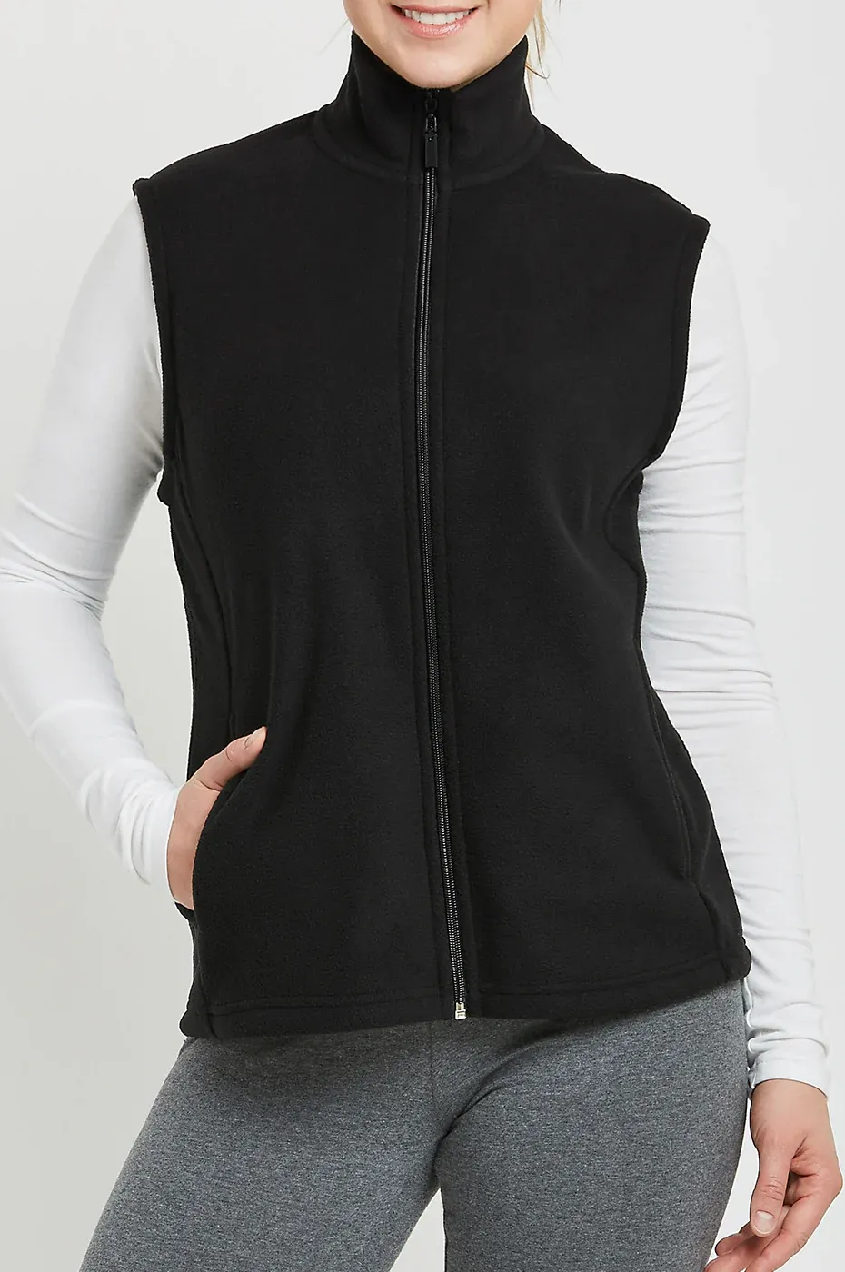 Sofra - Ladies Polar Fleece Vest - LPF100E, Color: BLACK, Size: S
