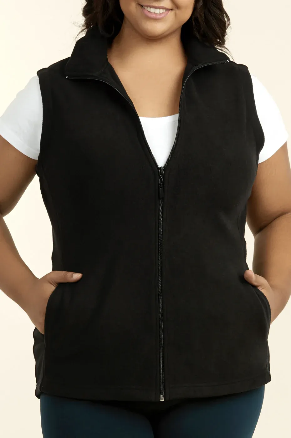 Sofra - Ladies Polar Fleece Vest (Plus Size) - LPF100XE, Color: BLACK, Size: XL