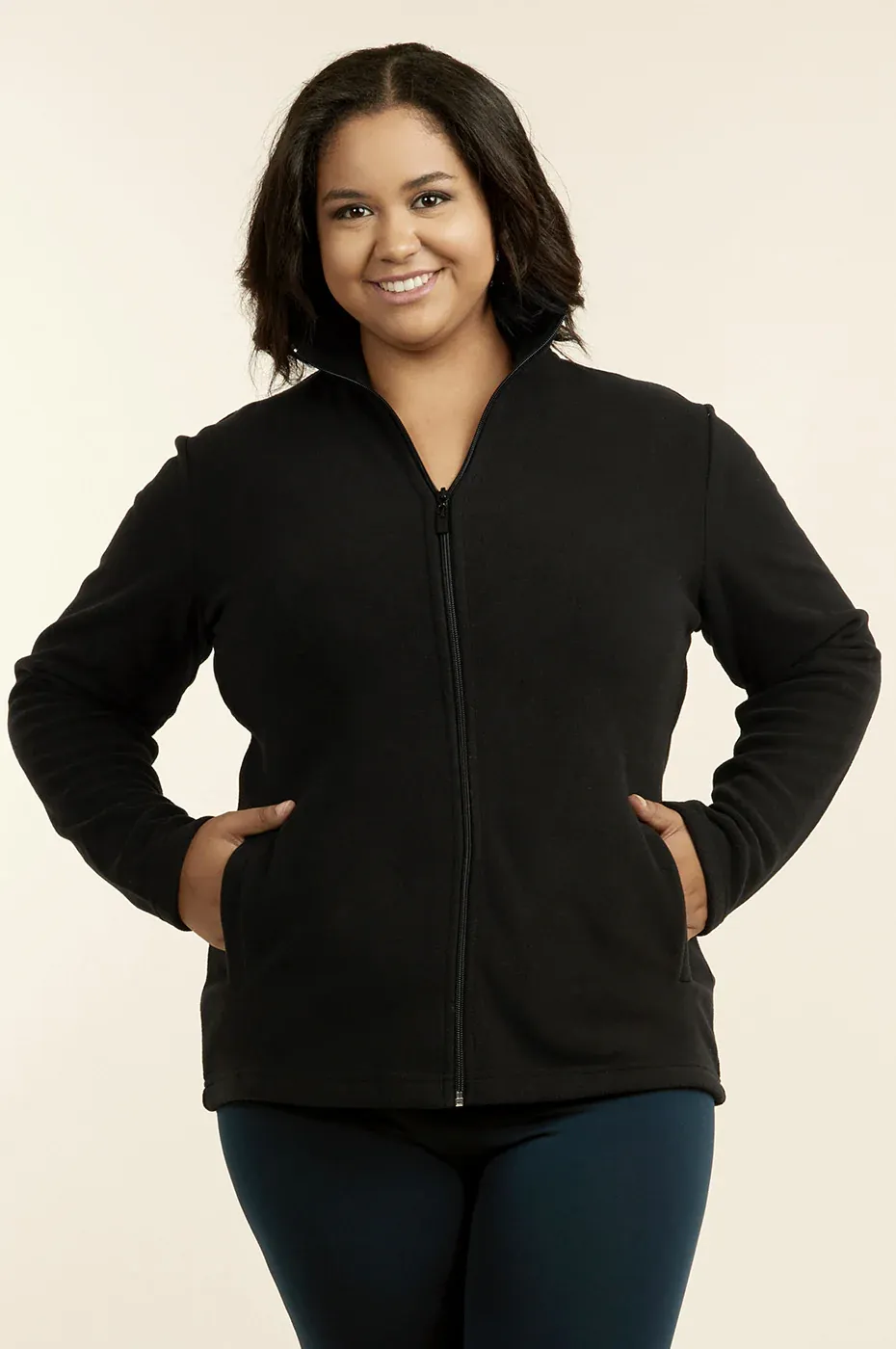 Sofra - Ladies Polar Fleece Jacket (Plus Size)- LPF200XE, Color: BLACK, Size: XL
