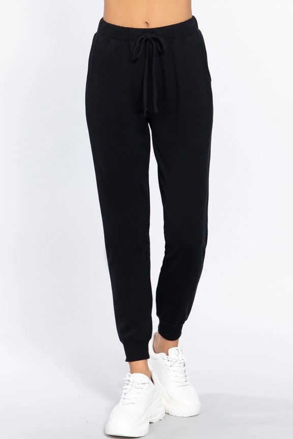 Active USA - French Terry Jogger Pants - P2103, Color: BLACK, Size: S