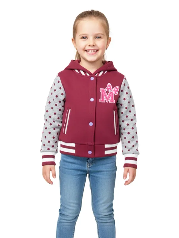 UNIK - Girls’ Polka Dot Varsity Fleece Hoodie Jacket - GJ16117