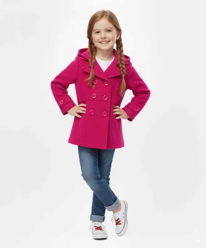 UNIK GIRLS FLEECE COAT W HOOD GJ17109