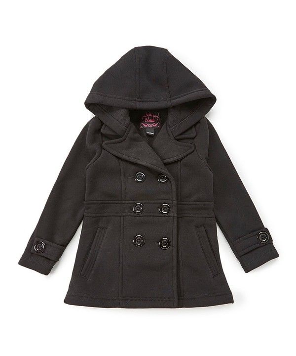 UNIK GIRLS FLEECE COAT W HOOD GJ17109, Color: Black, Size: 4T