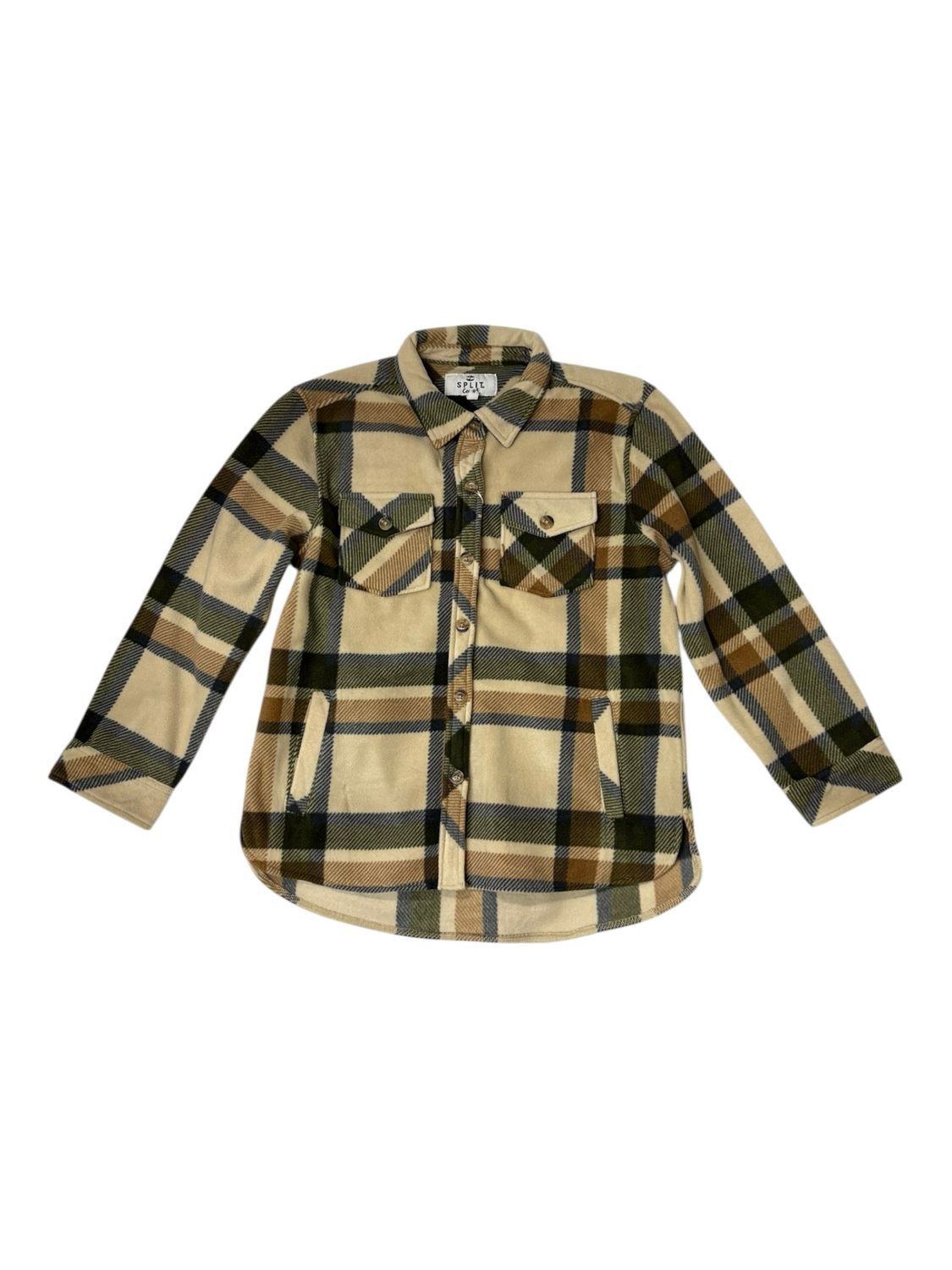 Split Coast - Women&#39;s Polar Fleece Shacket - TC5650, Color: NATURAL, Size: S