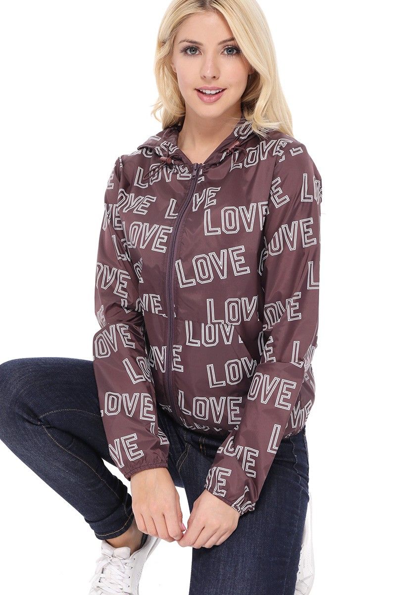 REFLEX - Love All-over Print Windbreaker Jacket - JK638
