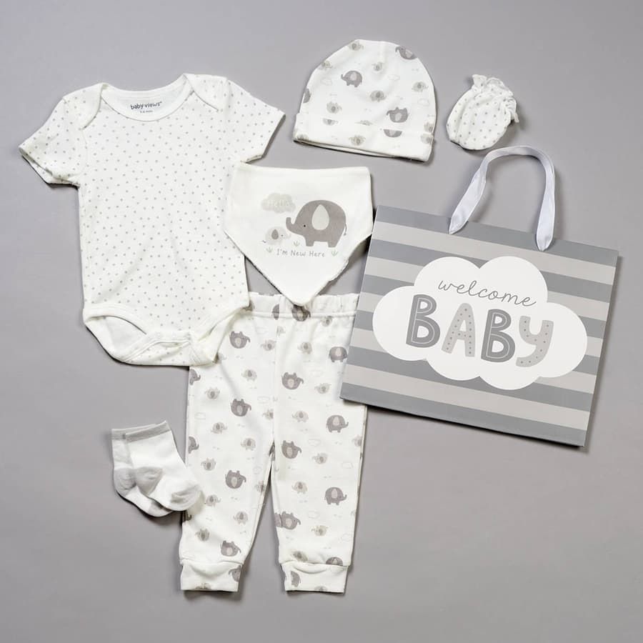 Baby Views - Baby Unisex 8pc. Elephant Hanging Gift Set- V918F301