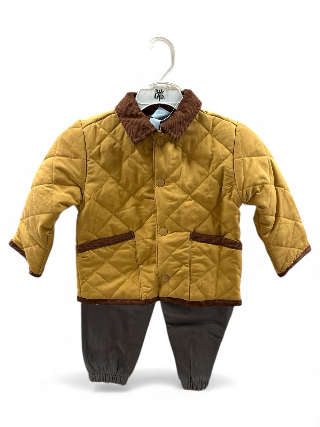 Little Lad - Boys Quilted Jacket, Shirt, &amp; Jogger Pants Set - WJSJ082D