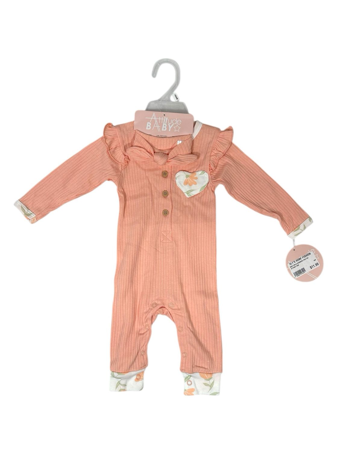 Attitude Baby - Girls Infant Headband and Coverall Set - AP13659