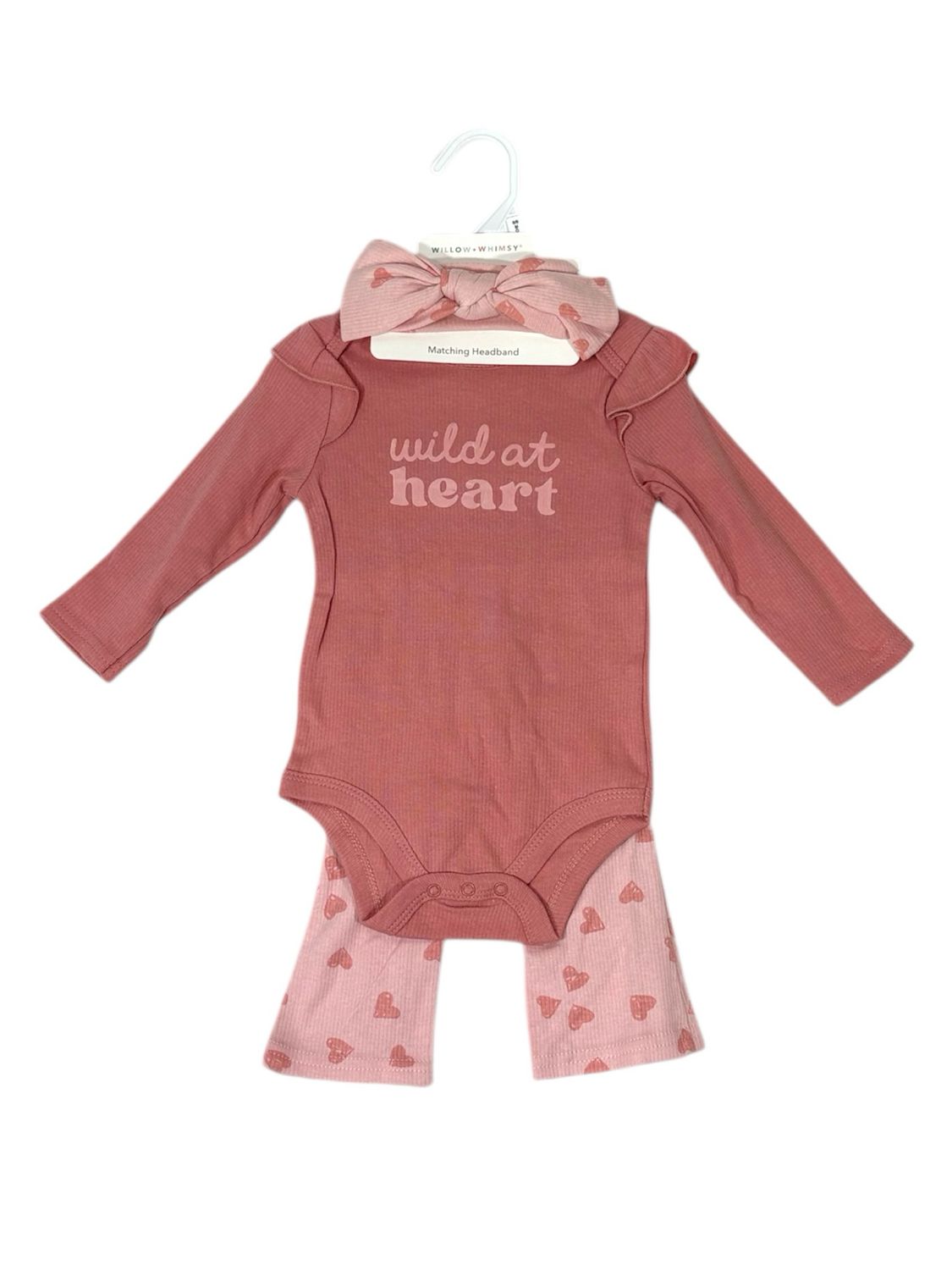 Willow + Whimsy - Infant Girls Onesie, Matching Headband and Leggings Set -L146H201
