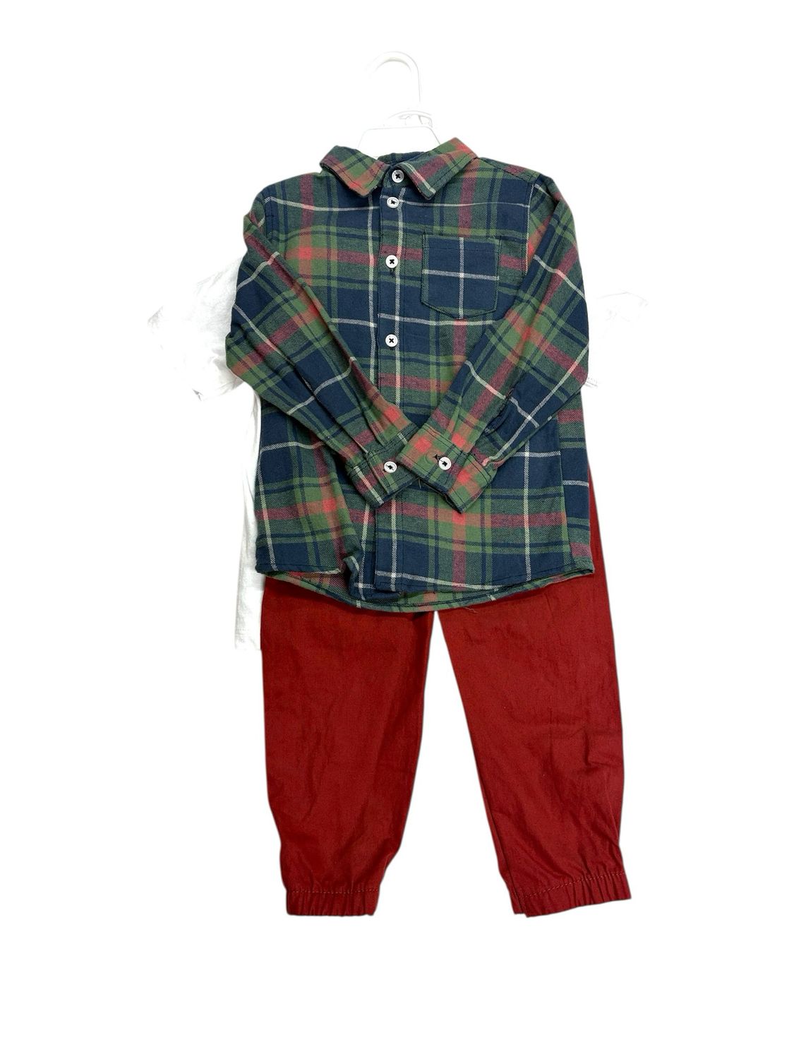 Little Rebels - Kids Boys Plaid Shirt Tee And Pants Set - JCZP853