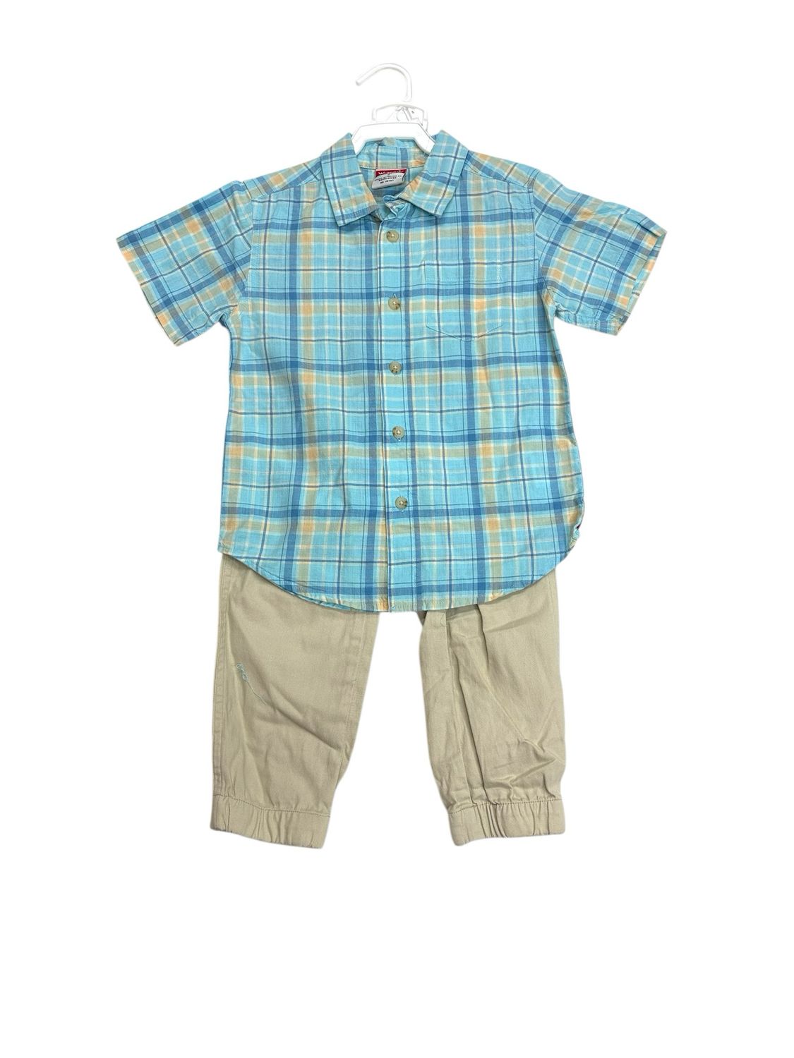 Wrangler - Kids Boys Plaid Shirt And Jogger Pants - W24S1131LBHA