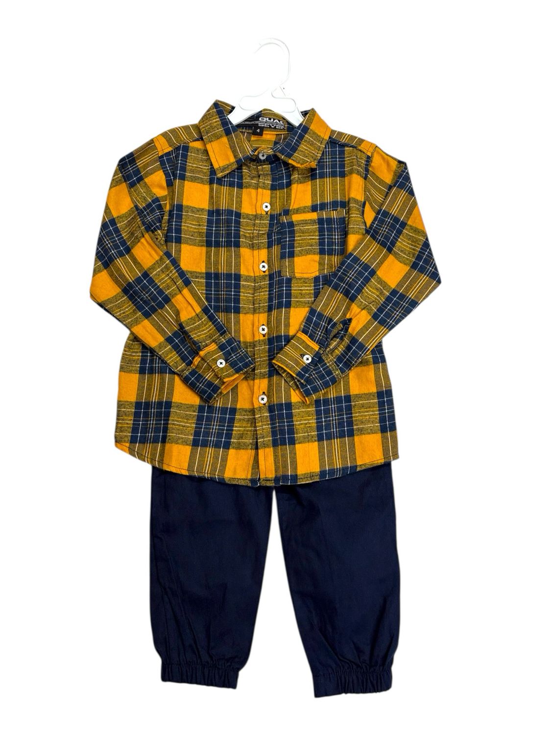 Quad Seven - Kids Boys Plaid Shirt And Joggers Set - 46072