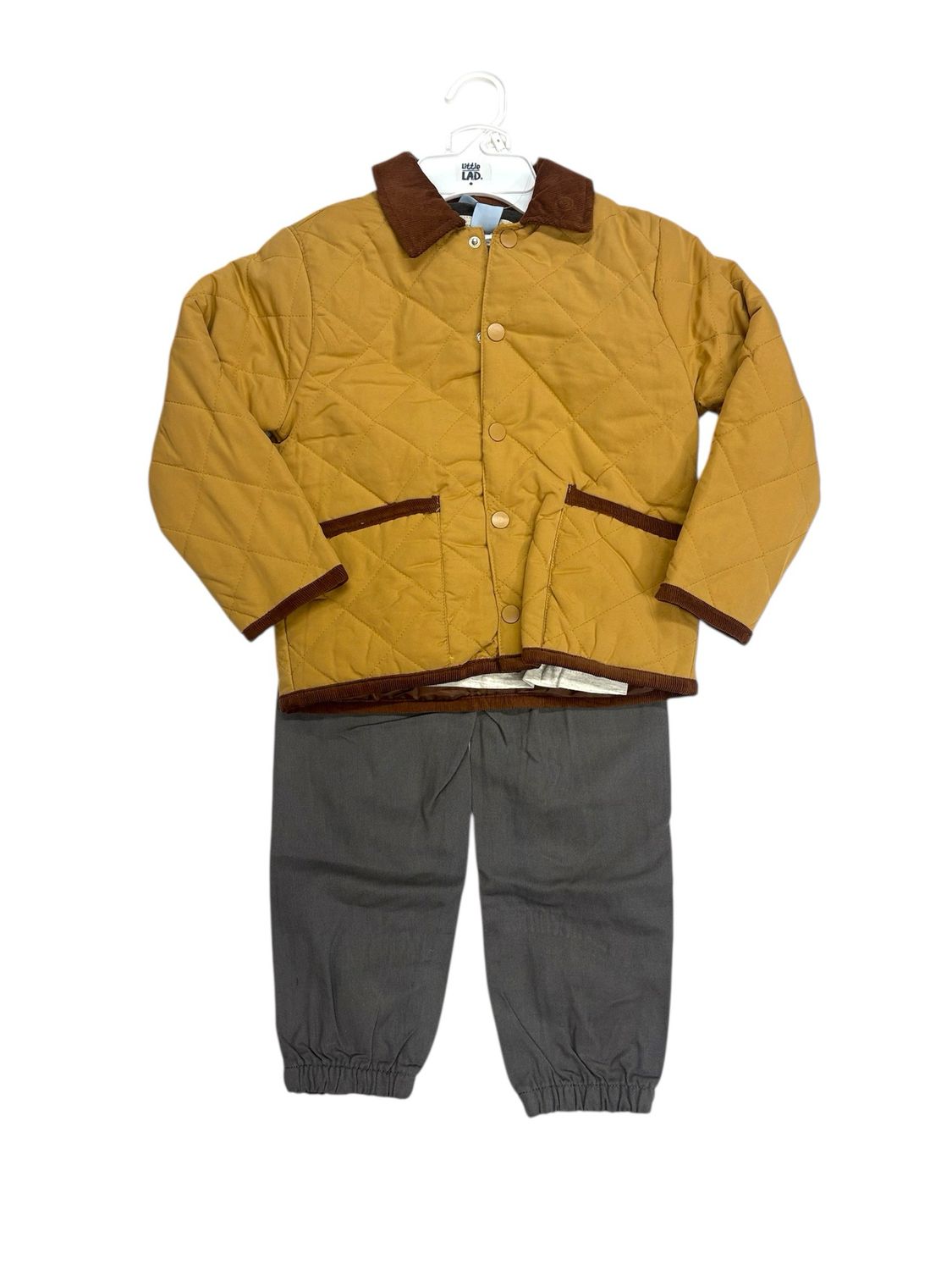 Little Lad - Kids Boys Quilted Jacket, Tee, and Jogger Pants Set - WJGJ082D