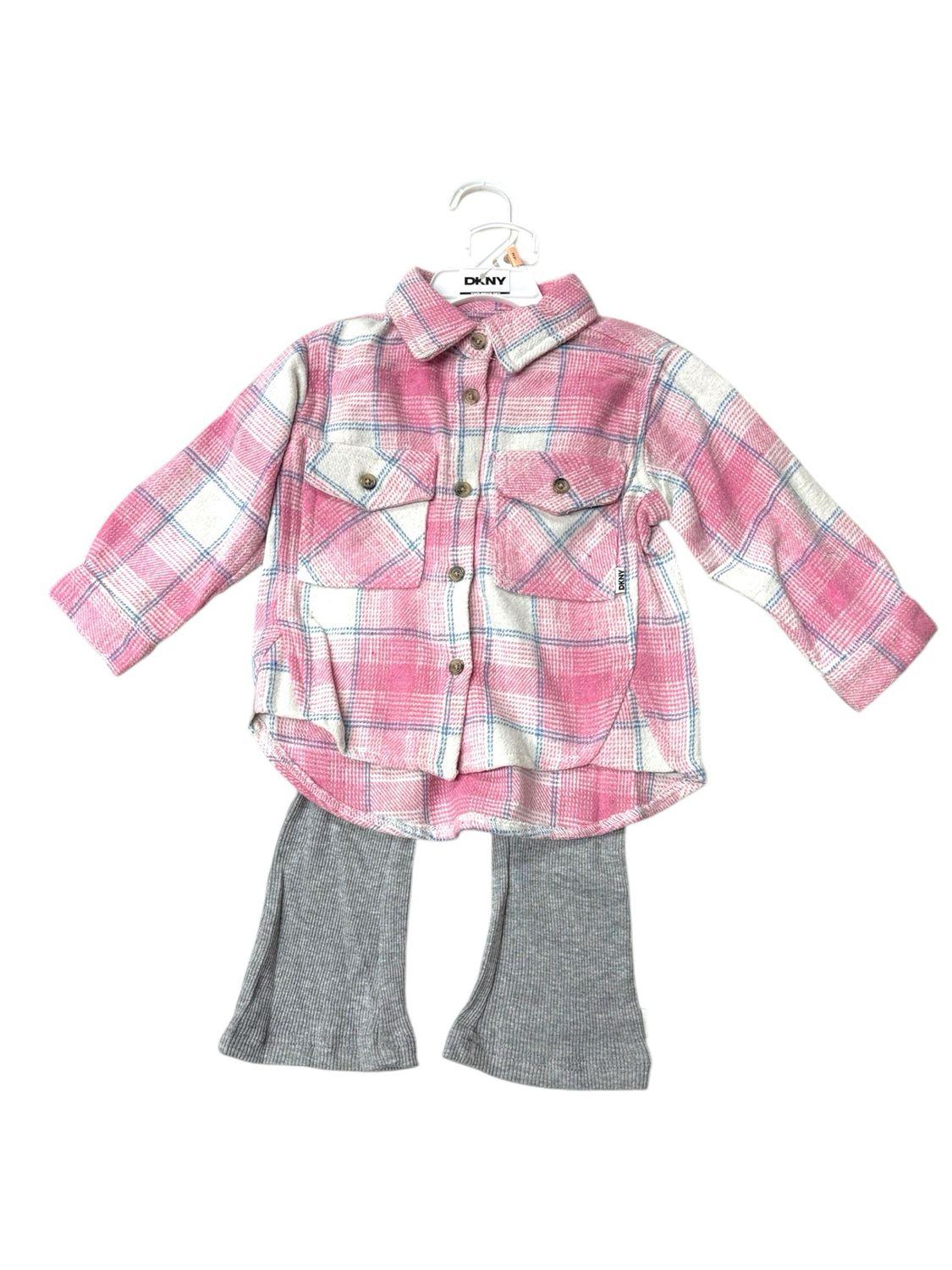 DKNY - Girls Flannel Shirt &amp; Legging Set - B0646DG2