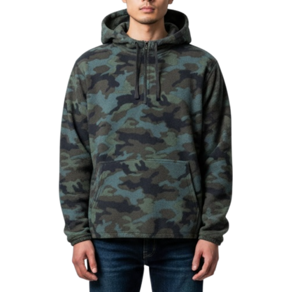 Burnside - Men&#39;s Polar Fleece 1/4 Zip Hoodie - B3600