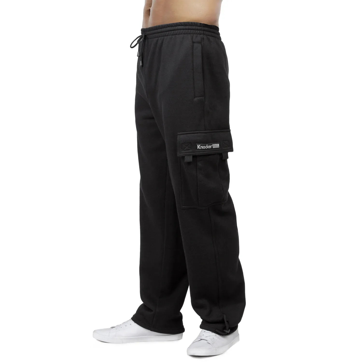 Knocker - Men&#39;s Fleece Cargo Pants - FCP1000, Color: BLACK, Size: S