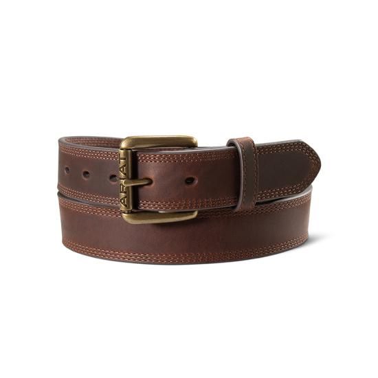 ARIAT WORK Triple Stitched Leather Belt  A1700102 BROWN