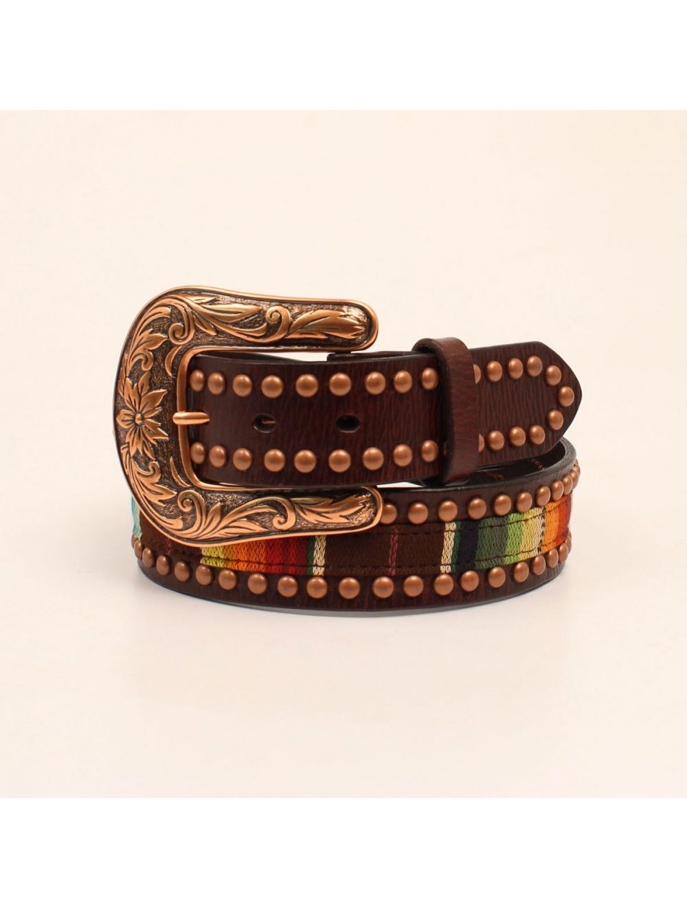 Ariat Western Belt Womens Serape Fabric Leather Copper Studs - A1526097