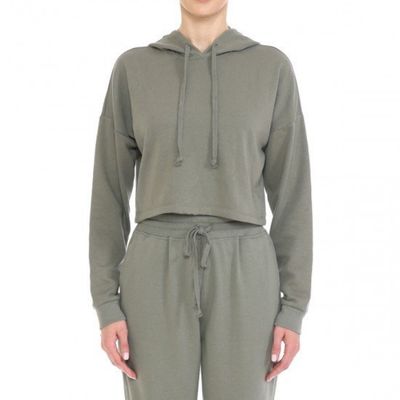 Women's Fleece Crop Hoodie -71748